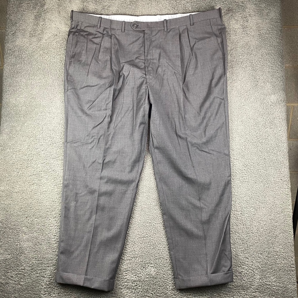 Mens Peter Millar Gray Dress Pants Pleated Cuffed Trousers Business Casual 36x32